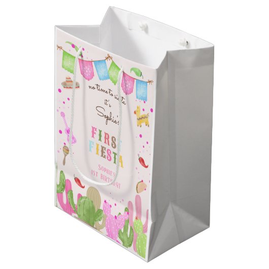 シエスタフィエスタメキシコの最初の誕生日に時間がない ミディアムペーパーバッグ (正面アングル)
