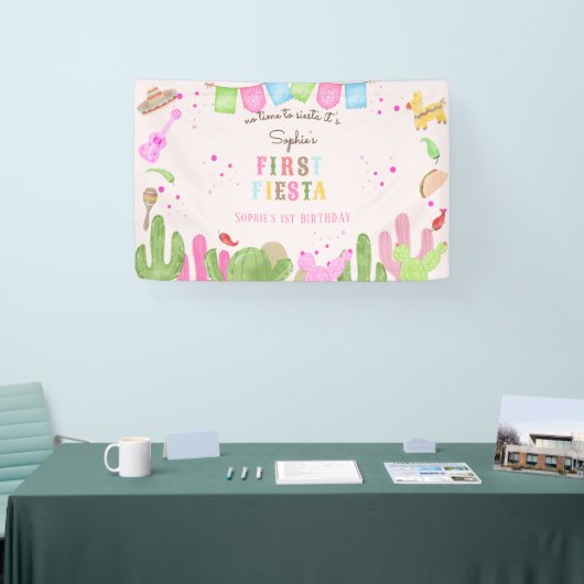 シエスタフィエスタメキシコの最初の誕生日に時間がない 横断幕 (トレードショー)