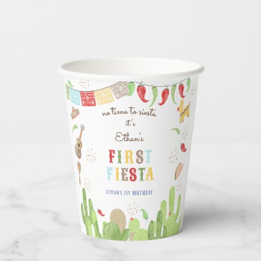 シエスタフィエスタメキシコの最初の誕生日に時間がない 紙コップ (裏面)