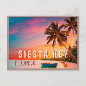 シエスタ鍵フロリダトロピカルパームツリービーチ1950s ポストカード (正面)