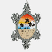 シエスタ鍵フロリダビーチレトロサンセットスーベリー60s スノーフレークピューターオーナメント (左)