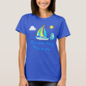 シエスタ鍵フロリダ海ウェーブズアンドシルボート Tシャツ (正面)