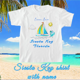 シエスタ鍵、フロリダシルボートサンと名前 Tシャツ
