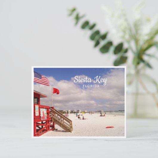 シエスタ鍵，フロリダ州ビーチシーン写真 ポストカード (スタンド正面)