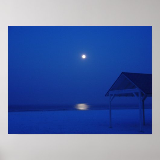 シエスタ鍵,フロリダ – 夜明けに湾を満月 ポスター (正面)