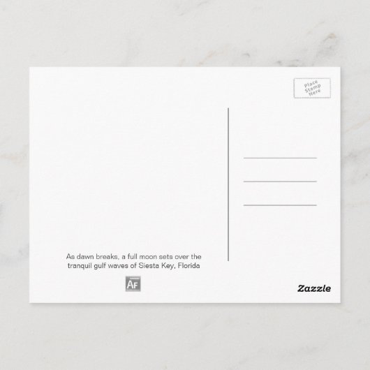 シエスタ鍵,フロリダ – 夜明けに湾を満月 ポストカード (裏面)