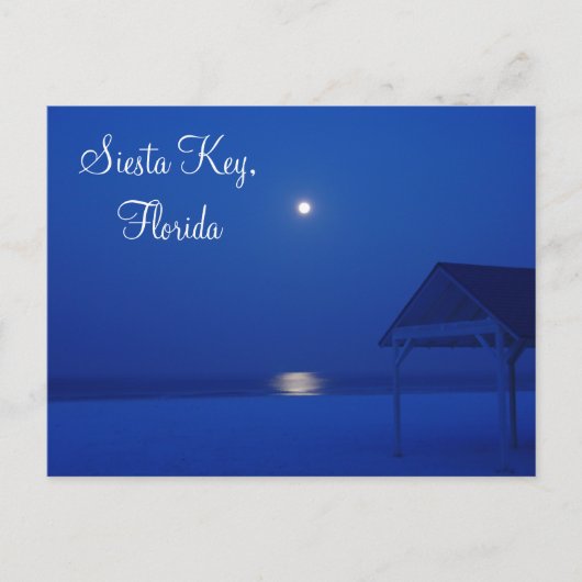 シエスタ鍵，フロリダ – 夜明けに湾を満月 ポストカード (正面)