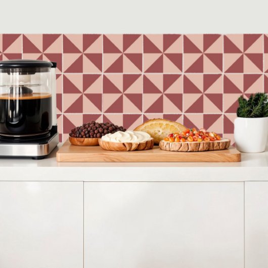シエナおよびピンククォーツ幾何学三角形 タイル