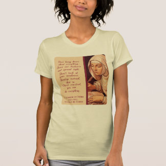 シエナのカトリーヌ大聖女 勇気を出して カトリック Tシャツ