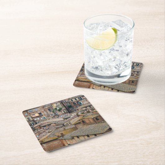 シエナのコースターの屋根 スクエアペーパーコースター (インサイチュ)