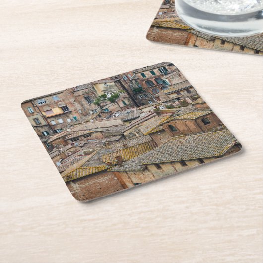 シエナのコースターの屋根 スクエアペーパーコースター (アングル)