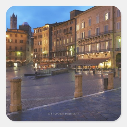 シエナの夕暮れ時にPiazza Del Campo。 スクエアシール (正面)
