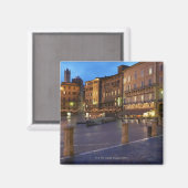 シエナの夕暮れ時にPiazza Del Campo。 マグネット (正面/裏面)