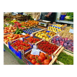 シエナの市場の日に新鮮な果物と野菜 フォトプリント