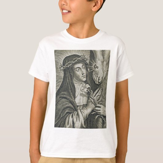 シエナの聖カタリナの磔刑アートノワール信仰 Tシャツ (正面)
