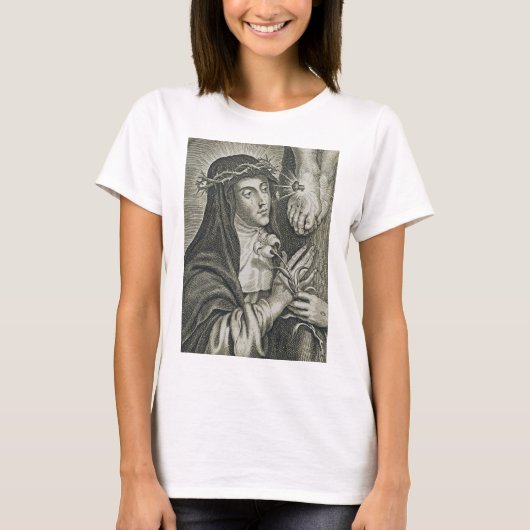 シエナの聖カタリナの磔刑アートノワール信仰 Tシャツ (正面)
