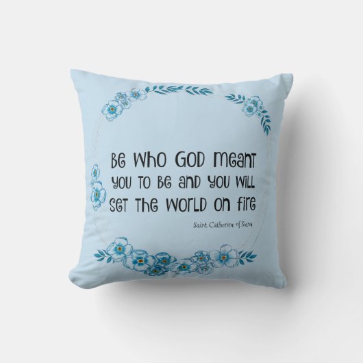 シエナの聖キャサリン引用文フローラ クッション (正面)