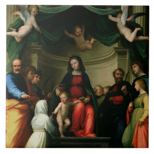 シエナのSt.キャサリンの神秘的な結婚との タイル (正面)