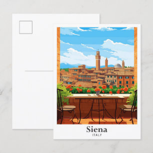 シエナイタリアアートトラベルヴィンテージイラストレーション ポストカード