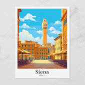 シエナイタリアアートヴィンテージトラベルイラストレーション ポストカード (正面)