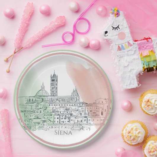 シエナイタリアイタリアン国旗の色のスケッチ ペーパープレート (パーティー)