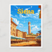 シエナイタリアトラベルアートヴィンテージイラストレーション ポストカード (正面)