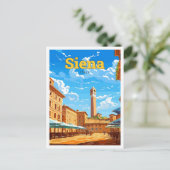 シエナイタリアトラベルアートヴィンテージイラストレーション ポストカード (スタンド正面)