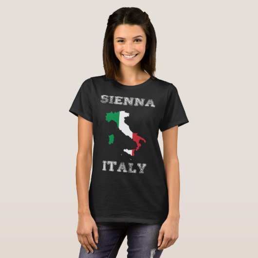 シエナイタリアヴィンテージイタリア国旗の地図 Tシャツ (正面フル)