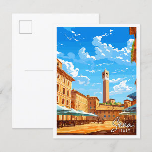 シエナイタリアヴィンテージ旅行イラストレーション ポストカード