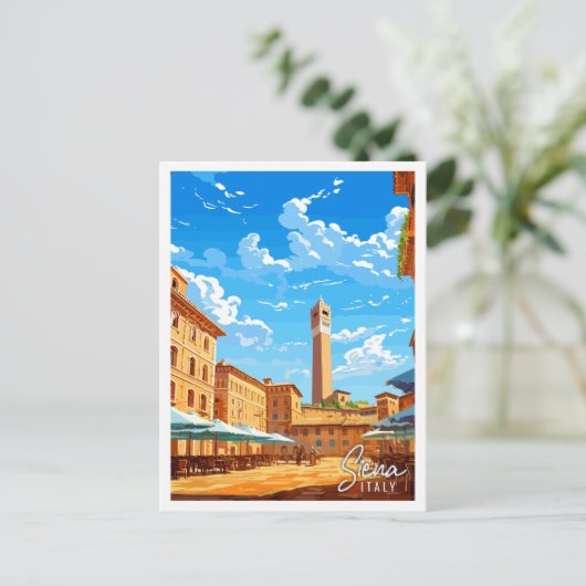 シエナイタリアヴィンテージ旅行イラストレーション ポストカード (スタンド正面)