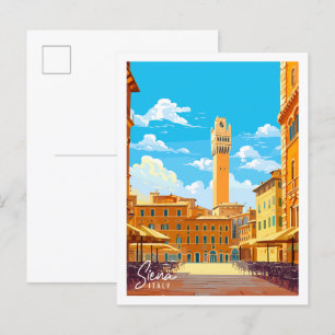 シエナイタリアヴィンテージ旅行イラストレーション ポストカード