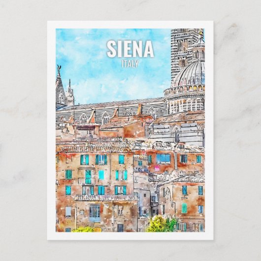 シエナイタリア有名な旅行プレイスウォーターカラー ポストカード (正面)