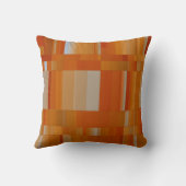 シエナオレンジ、ブラウン、グレーの正方形パターン クッション (裏面)