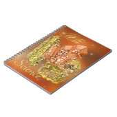 シエナコーラル&金ゴールドフェイクグリッター結晶 ノートブック (左側)