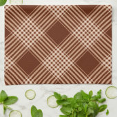 シエナブラウンとホワイトプレイド キッチンタオル (折り畳み)