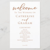 シエナブラウンスクリプトカスタム秋の結婚式プログラム (正面)