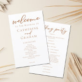 シエナブラウンスクリプトカスタム秋の結婚式プログラム