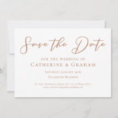 シエナブラウンスクリプトカップル写真シック秋 セーブザデート (裏面)