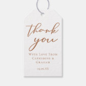 シエナブラウンスクリプトミニマリストカスタムウェディング ギフトタグ (正面)
