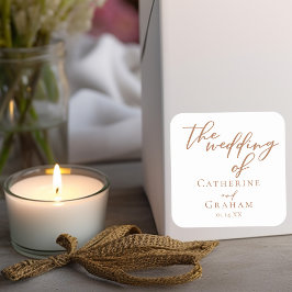 シエナブラウンタイポグラフィミニマル結婚リスト スクエアシール