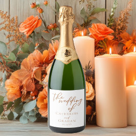 シエナブラウンタイポグラフィミニマル結婚リスト スパークリングワインラベル