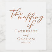 シエナブラウンタイポグラフィミニマル結婚リスト ワインラベル (シングルラベル)