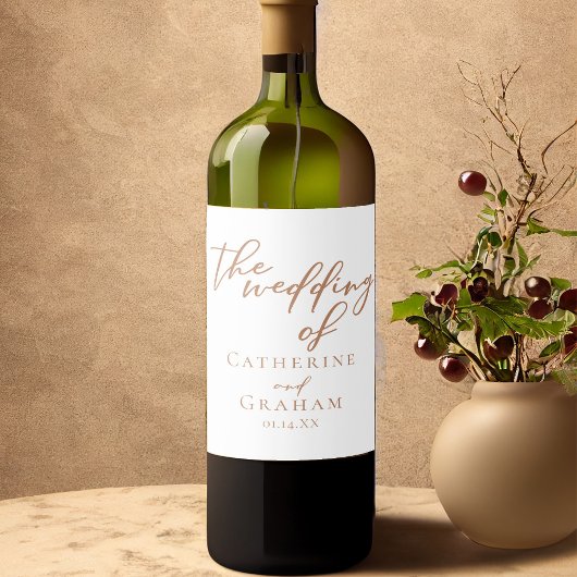 シエナブラウンタイポグラフィミニマル結婚リスト ワインラベル