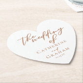 シエナブラウンタイポグラフィミニマ結婚リストハート ペーパーコースター (アングル)