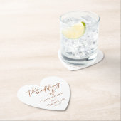 シエナブラウンタイポグラフィミニマ結婚リストハート ペーパーコースター (インサイチュ)