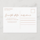 シエナブラウン スクリプト カップル フォト おしゃれ 秋 案内ポストカード (裏面)