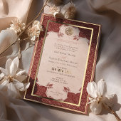 シエナルビーレッドレース伝統的ムスリム結婚ズ 箔招待状