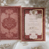 シエナルビーレッドレース伝統的ムスリム結婚ズ 箔招待状