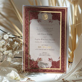 シエナルビーレッドレース伝統的ムスリム結婚ズ 箔招待状