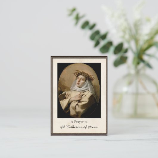シエナローマカトリック祈りの言葉カードの聖キャサリン プレイスカード (スタンド正面)